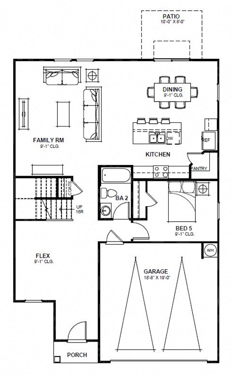 Floor plan for 5 beds, 3 baths, 2688 sqft